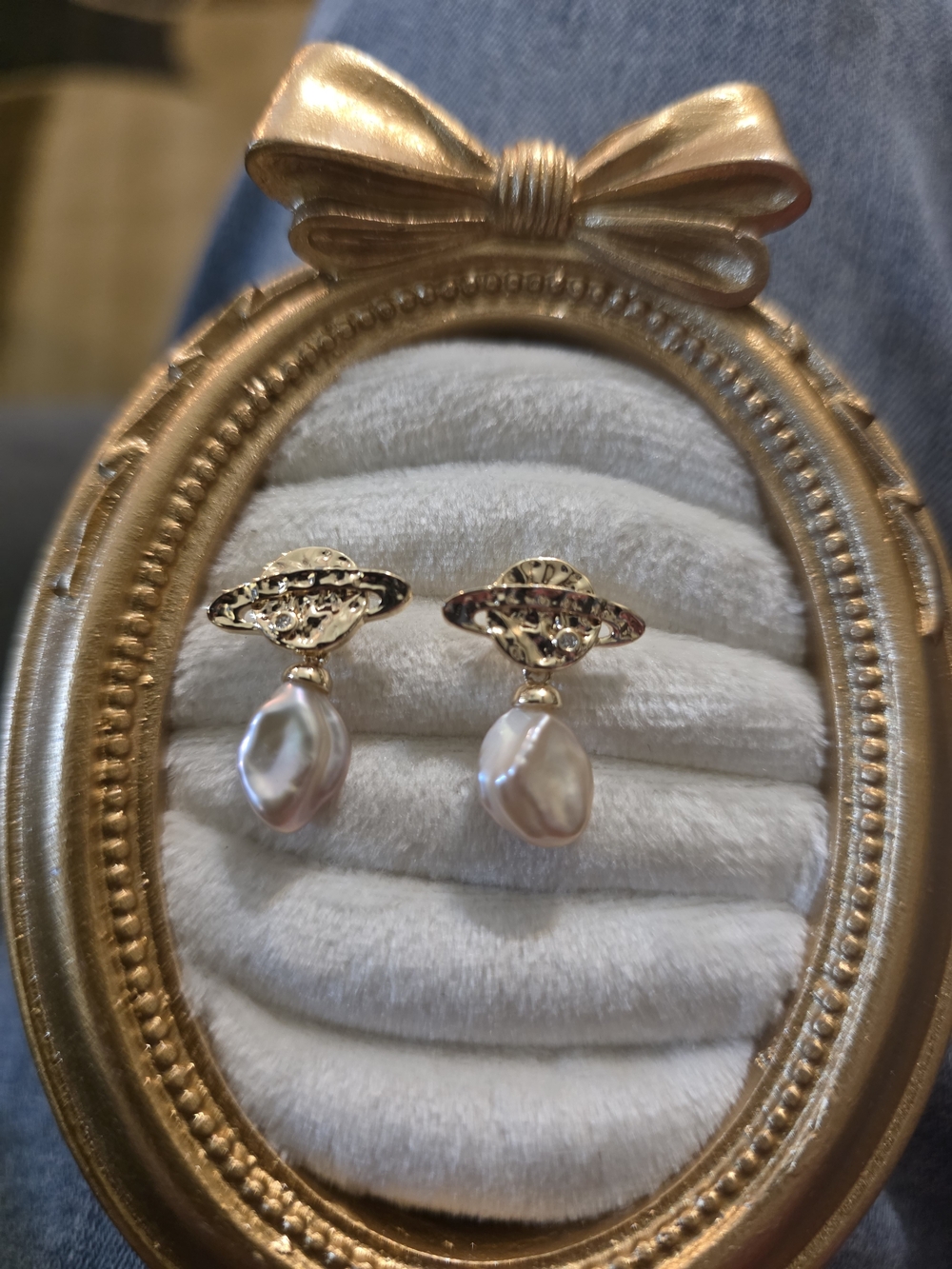 Gold Baroque Keshi Pearl Drop Earrings